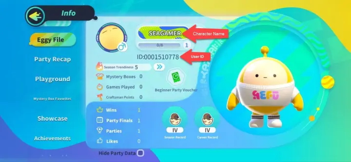 How to find eggy party user id