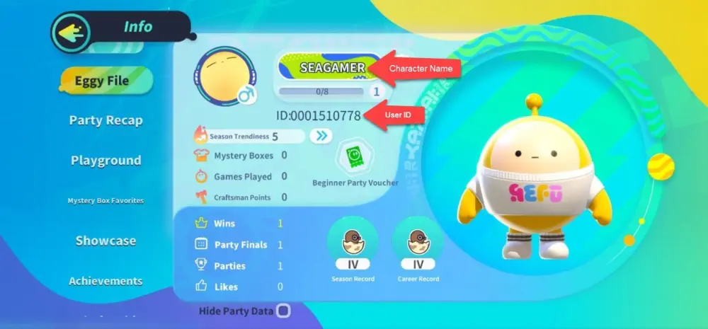 How to find eggy party user id