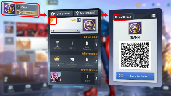 how to find marvel super war user id
