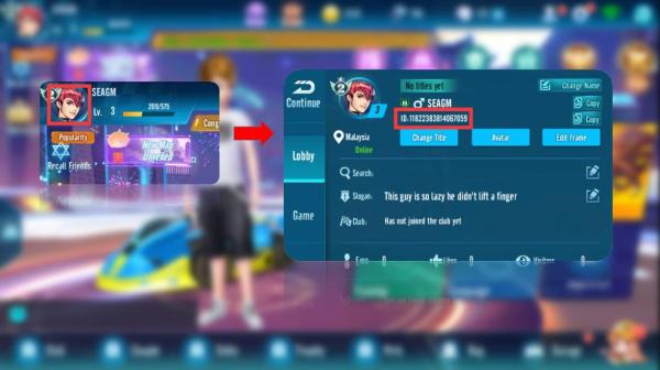 how to find garene speed drifters player id