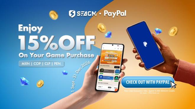 Enjoy 15% OFF on SEAGM —  Save More on SEAGM with PayPal